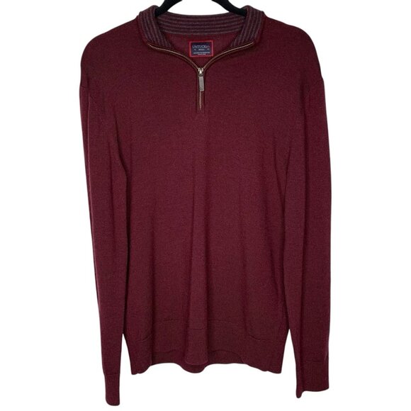 UNTUCKit Belguardo 100% Merino Wool Quarter Zip Sweater Size Small Burgundy
